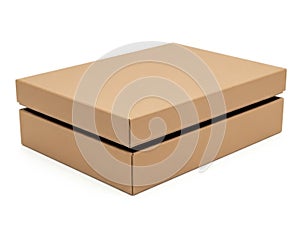 Stack of two brown cardboard boxes isolated on white background