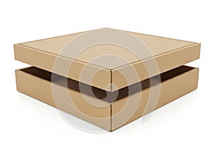 Stack of two cardboard boxes isolated on white background