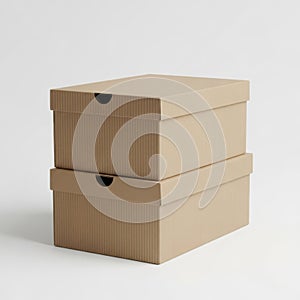 Stack of two cardboard boxes isolated on white background
