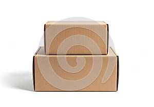 Stack of two cardboard boxes isolated on white background