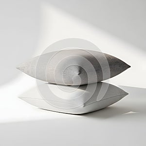 Stack of two decorative pillows, isolated on white background