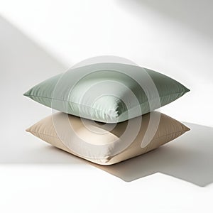Stack of two pillows isolated on white background