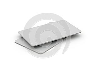 Stack of two flat rectangular objects, isolated on white background