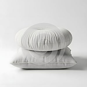 Stack of pillows isolated on white background