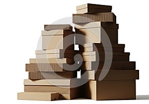 Stack of cardboard boxes isolated on white background