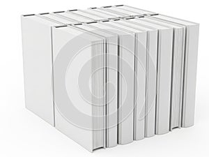 Stack of white binders isolated on white background