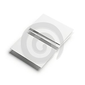 Stack of white business cards isolated on white background