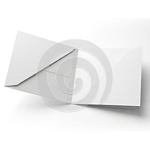 A stack of white envelopes and blank cards isolated on white background