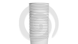 Stack of paper cups, isolated on white background