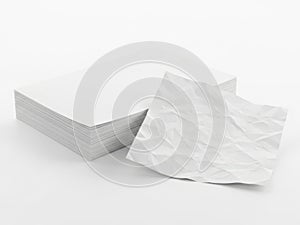 Stack of paper sheets isolated on white background