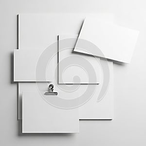Stack of white papers isolated on white background