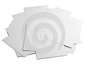 Stack of white papers isolated on white background