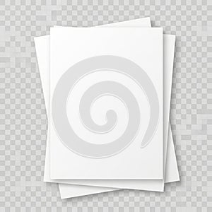Stack of white papers isolated on white background isolated on white background