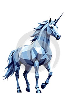 Blue Polygon Unicorn Magical Creature Fantasy Animal photo