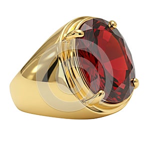 Large oval ruby ring isolated on transparent background
