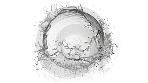 Round Water Splash on White Background - Abstract Circular Shape