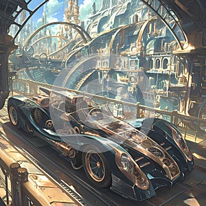 Elegant Steampunk Sports Car - Aerodynamic Design photo