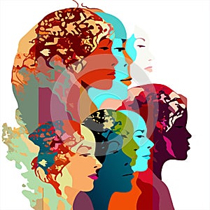 Femininity: Colored Silhouettes in Romantic Digital Painting photo