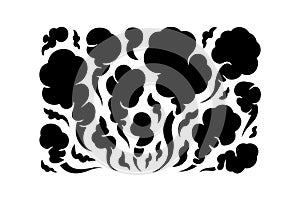Stylized Black Smoke Shapes for Tattoo Designs and Graphic Elements