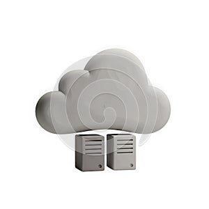 Creative depiction of cloud computing with stylized servers beneath a cloud