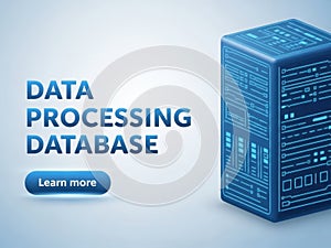 Data processing database icon isolated on white background