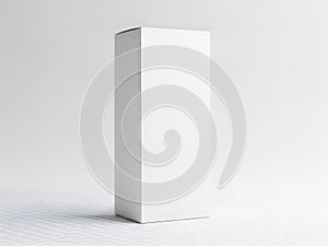 A white rectangular object is standing alone on a plain surface