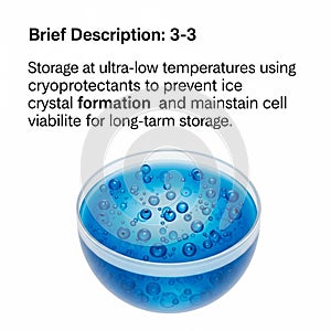 A vivid blue liquid with bubbles symbolizing the cryoprotecta
