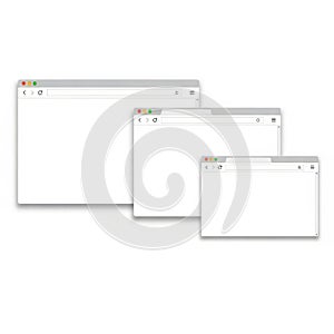 Three browser windows isolated on white background