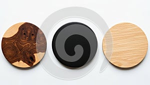 Three circular objects isolated on white background