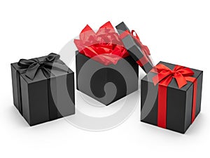 Three gift boxes isolated on white background