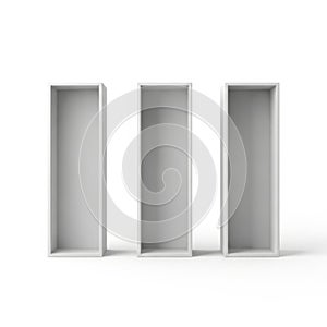 Three rectangular boxes isolated on white background