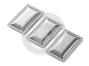 Three silver rectangular objects isolated on white background