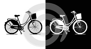 Classic City Bicycle Silhouettes - Black and White Vector Icons