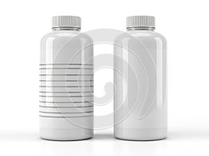 Two empty plastic bottles standing side by side