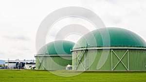 Industrial biogas digesters isolated on white background