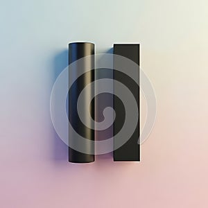 Two black rectangular objects on a pastel background
