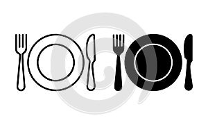 Simple black and white dinnerware icons.