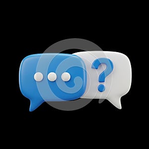 Blue and white speech bubbles, isolated on black background
