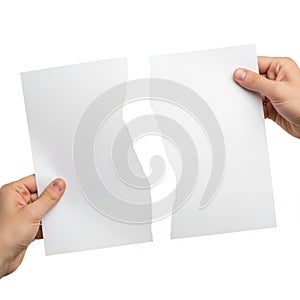 Torn paper sheets isolated on white background