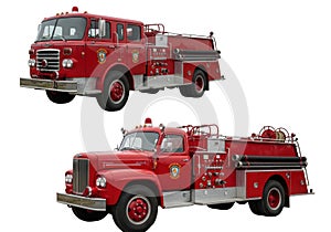 Vintage fire trucks ready for action