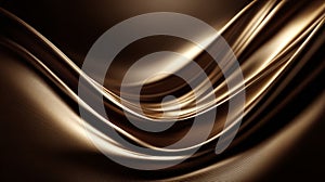 Luxurious chocolate brown satin fabric waves in a mesmerizing pattern of light.