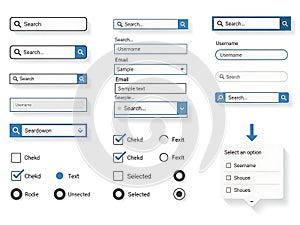 Various ui elements, isolated on white background