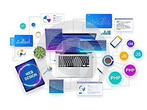 Web design elements isolated on white background