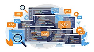 Web development tools isolated on white background