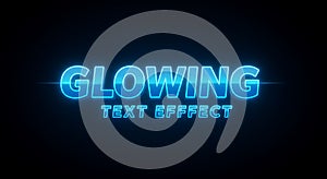 Stunning neon blue light glowing text style graphic