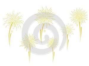 Fireworks display isolated on white background