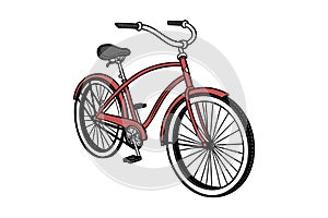 Vintagestyle red beach cruiser bicycle with classic design and whitewall tires
