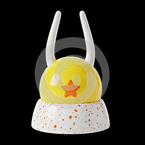 Yellow star hat with white ears isolated on black background