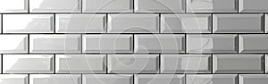 White Brick Subway Tile Wall Texture - Seamless Panoramic Background for Banners and Ads
