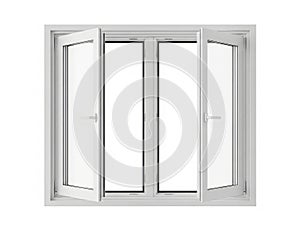 Open white casement window